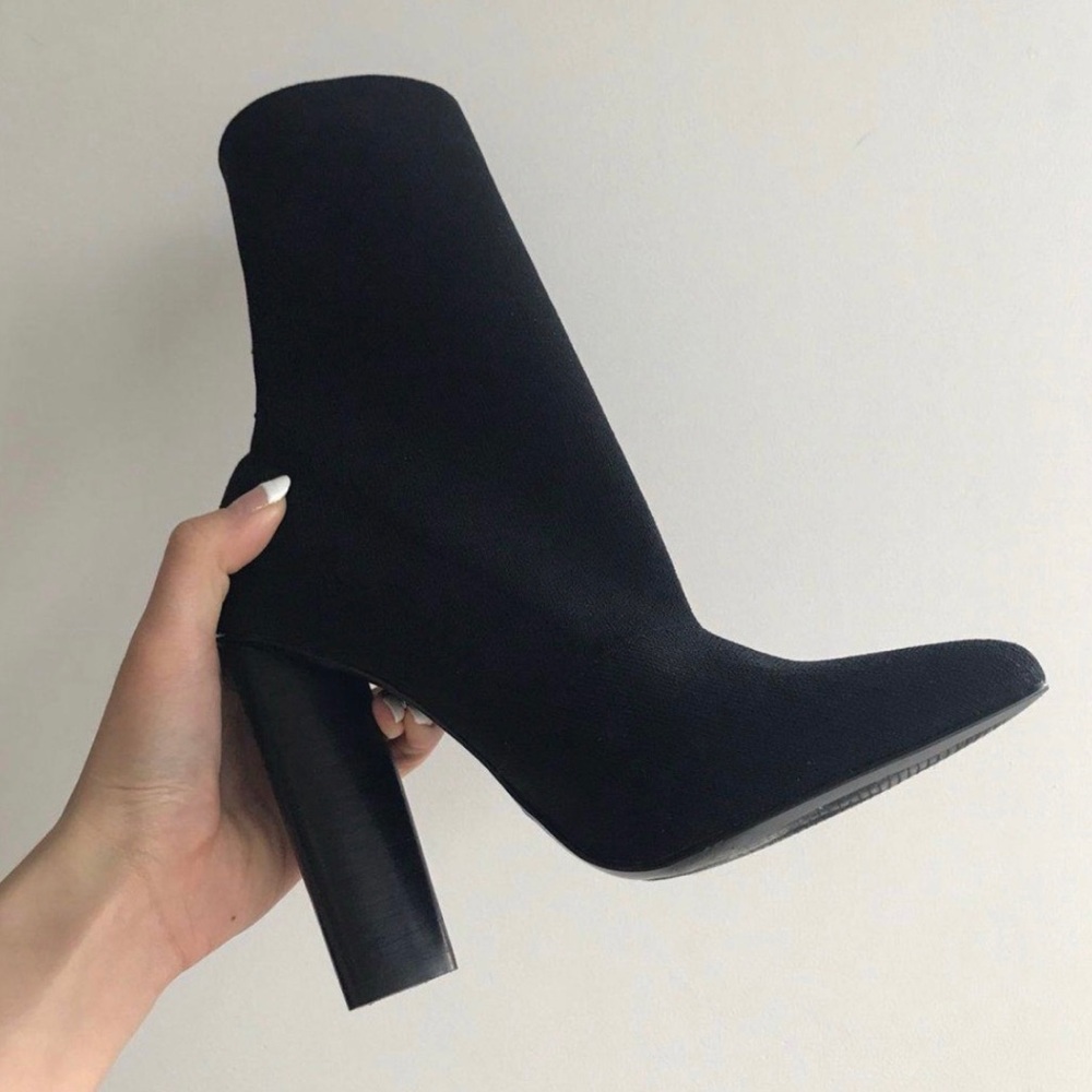 Steve Madden Capitol Black Knit Heel Boots